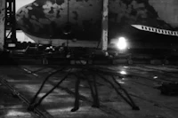 a black and white photo of a large airplane