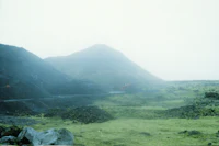 a mountain in the distance